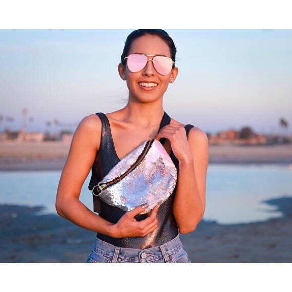 silver sequin fanny pack